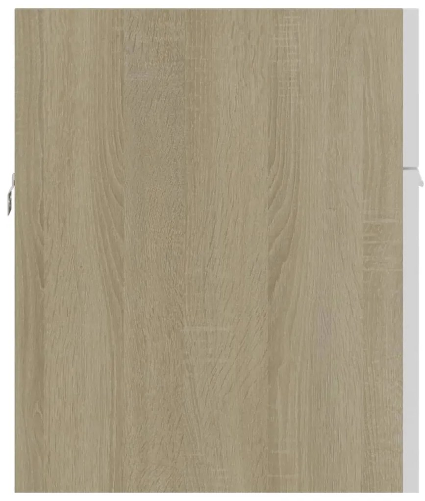 vidaXL Ντουλάπι Νιπτήρα Λευκό/Sonoma Δρυς 90x38,5x46εκ. από Επεξ. Ξύλο