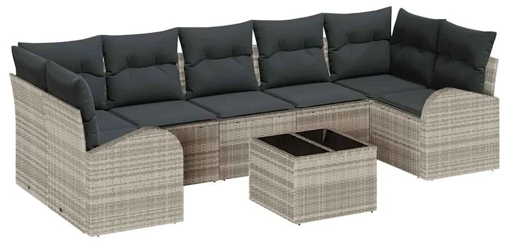 vidaXL Σετ Καναπέ Κήπου με μαξιλάρι 8 pcs Ανοιχτό γκρι 55 x 55 x 37 εκ