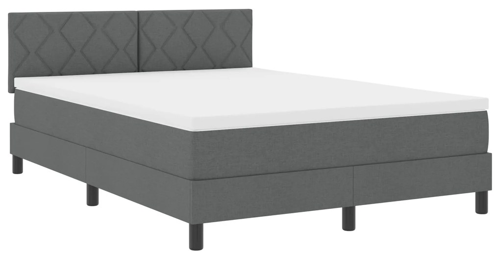 vidaXL κρεβάτι box spring  με στρώμα σκούρο γκρι 140x200 εκ υφάσμα
