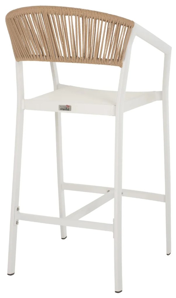 Σκαμπό Μπαρ C5892.22 Αλουμινίου Λευκό με Rattan & Textline 56x58x105Yεκ. 56x58x105 εκ.