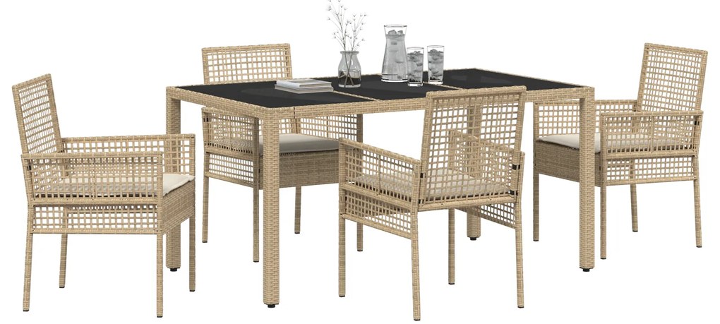 vidaXL Σέτ φαγητού για κήπο 5 pcs Μπεζ 150 x 90 x 75 cm