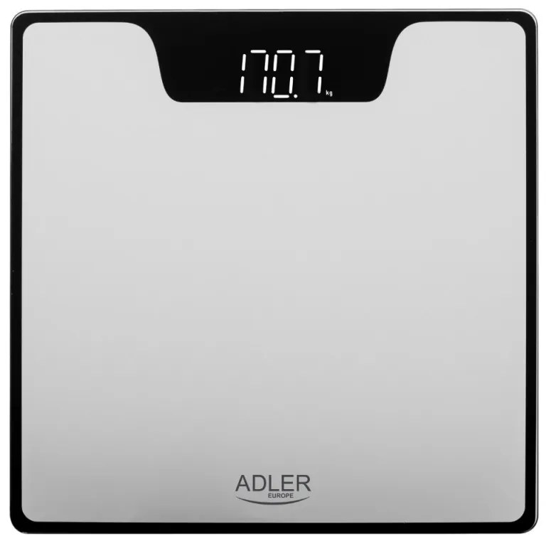 Ψηφιακή ζυγαριά μπάνιου Adler AD 8174S, 180 kg, οθόνη LED, Γυαλί ασφαλείας, Αυτόματη απενεργοποίηση, Ασημί