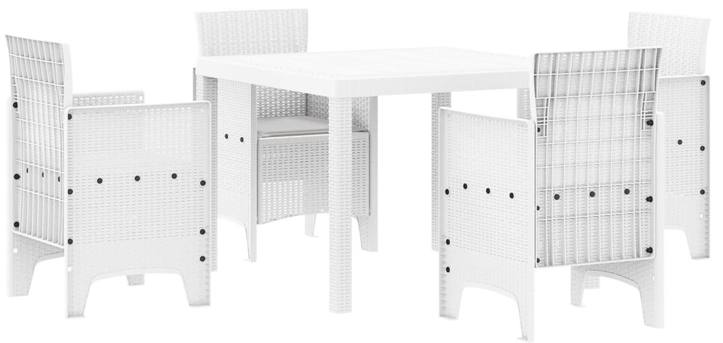 vidaXL Σετ τραπεζαρίας κήπου 5 pcs Λευκό Ρατάν