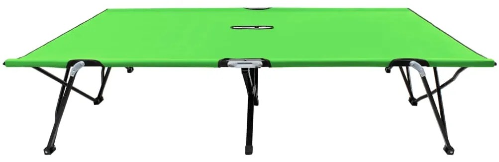 vidaXL Ξαπλώστρα Δύο Ατόμων Πτυσσόμενη Πράσινη Ατσάλινη