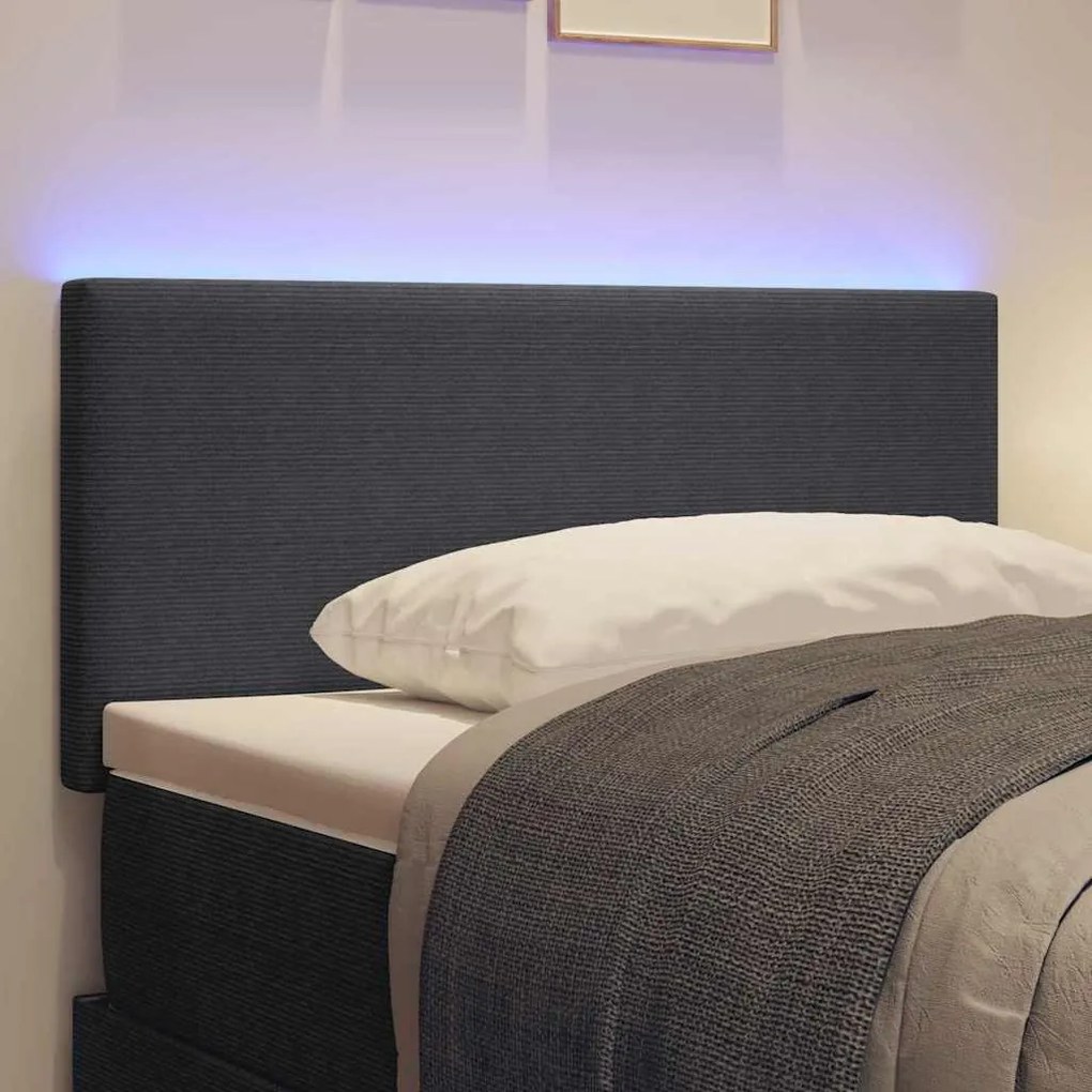 vidaXL LED κεφαλάρι με φώτα λωρίδας LED Σκούρο γκρι 100 cm ύφασμα