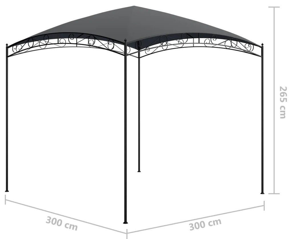 vidaXL Κιόσκι Ανθρακί 3 x 3 x 2,65 μ. 180 γρ./μ²