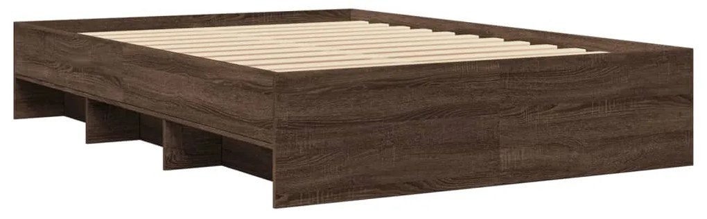 vidaXL Πλαίσιο Κρεβατιού Καφέ Δρυς 135x190 εκ. Επεξεργασμένο Ξύλο