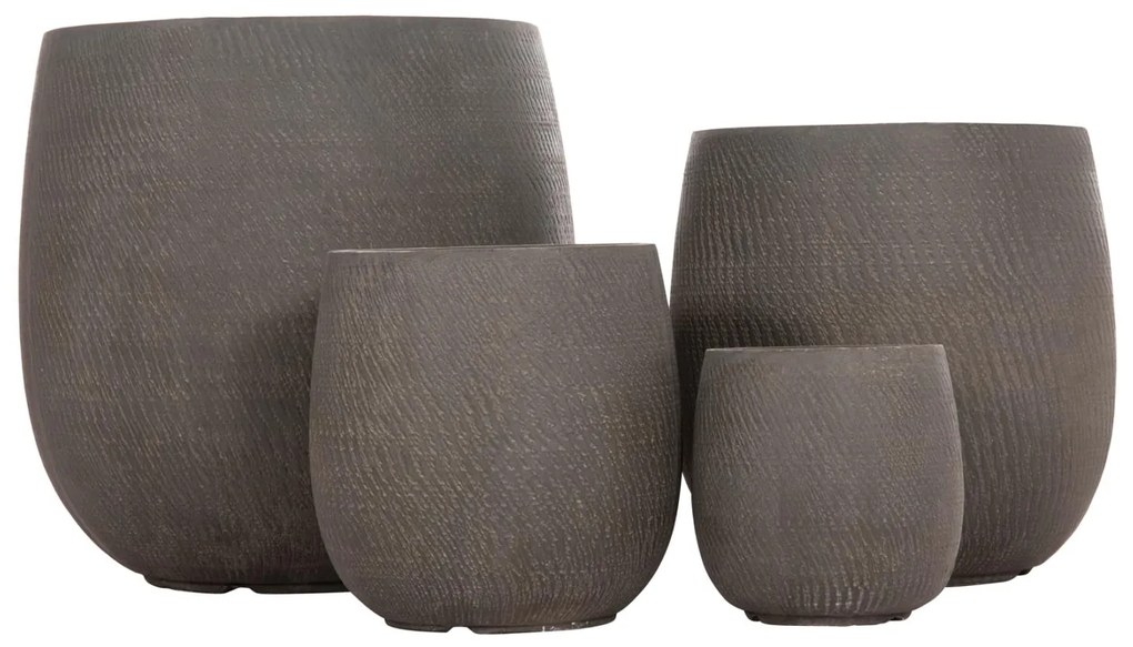 Σετ 4τεμ. Γλάστρες Στρόγγυλες GARDENER C4726 Fiberclay - Γκριζοπράσινο Φ52x55Υ εκ. 52x52x55 εκ.