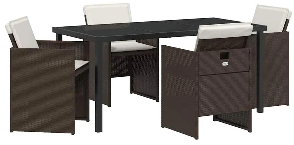 vidaXL Σέτ φαγητού για κήπο 5 pcs Καφέ συνθετικό ρατάν