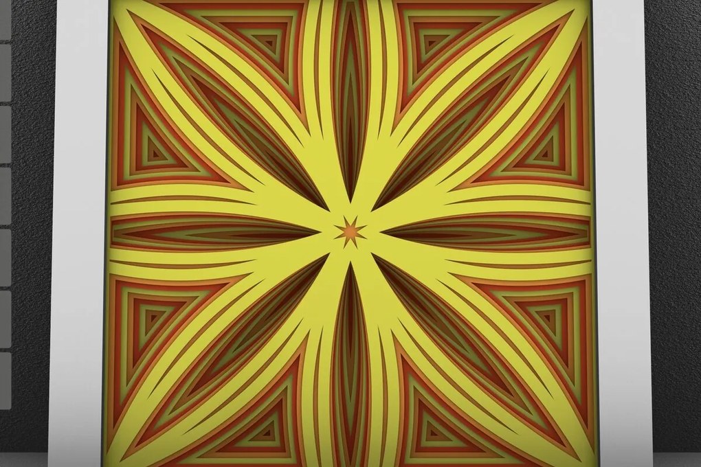 Intra απο ξύλο plywood Χρώμα wenge 3mm-4mm πάχος - Flower 3D Layered Paper Cut, Flower 3D Δίασταση 30x30 cm INTRAFABR-112846696