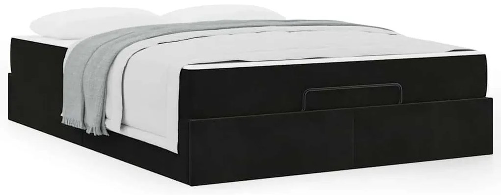 vidaXL Σκελετός Κρεβατιού με αποθήκευση Μαύρο 140 x 200 cm Βελούδο