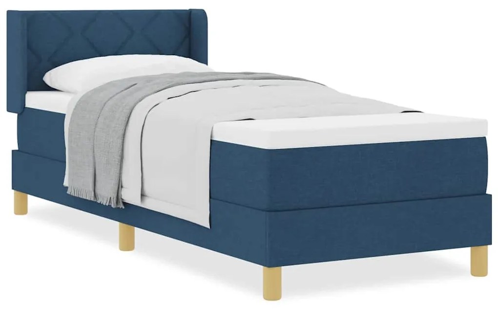 vidaXL Κρεβάτι με Ελατήρια με στρώμα Μπλε 80 x 200 cm ύφασμα
