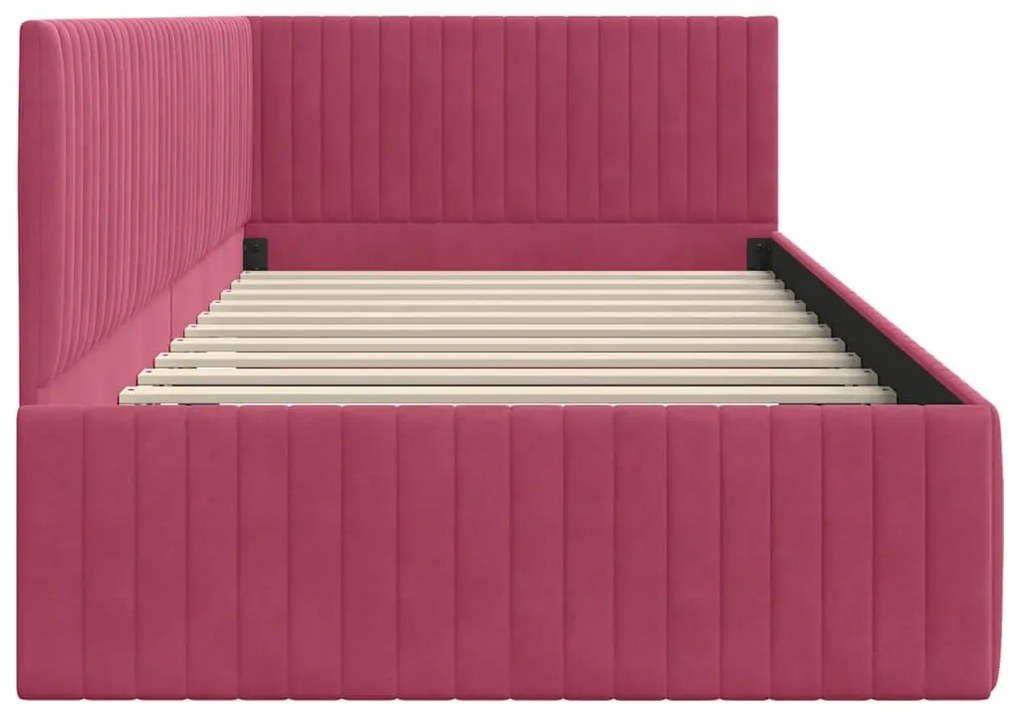 vidaXL Κρεβάτι Γωνίας με κεφαλάρι Κόκκινο 100 εκ x 200 εκ Βελούδο