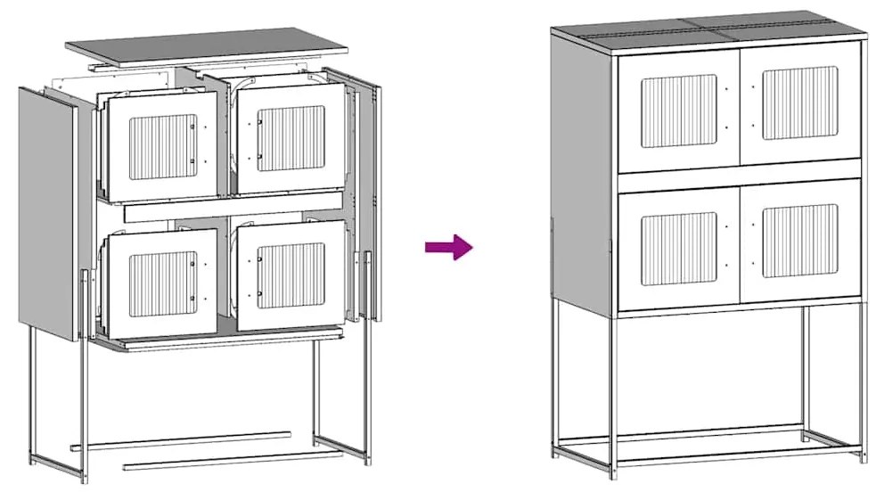 Highboard Ανθρακί 68x39x107 cm Χάλυβας - Ανθρακί