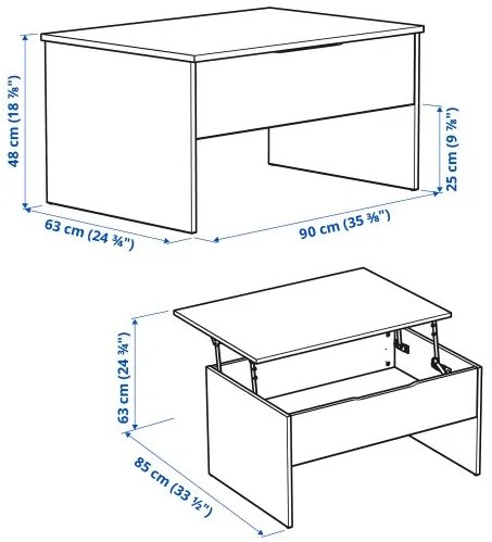 OSTAVALL ρυθμιζόμενο τραπέζι μέσης, 90 cm 405.341.52
