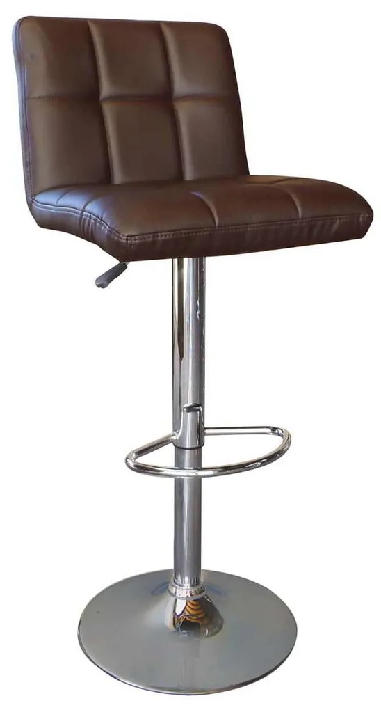 Σκαμπώ Lino Bar Χρώμιο/PU Σκ.Καφέ 44x50x62/92-83/113cm (Σετ 2 ΤΕΜ)