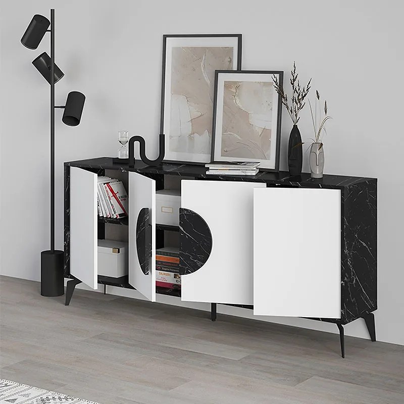 ΜΠΟΥΦΕΣ GORA MEGAPAP ΧΡΩΜΑ ΜΑΥΡΟ ΕΦΕ ΜΑΡΜΑΡΟΥ - ΛΕΥΚΟ 180X35,6X82ΕΚ.