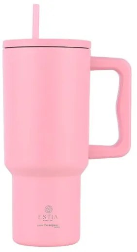 Estia Θερμός Ποτήρι Straw Tumbler XL 900ml Save The Aegean Blossom Rose 01-32142