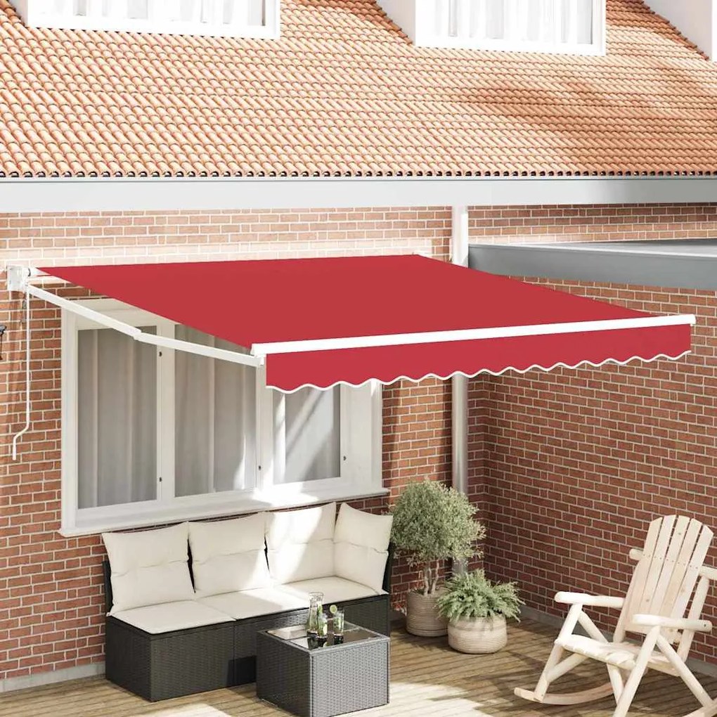 vidaXL Αυτόματη Ανασυρόμενη Τέντα Κόκκινη 300x250 cm