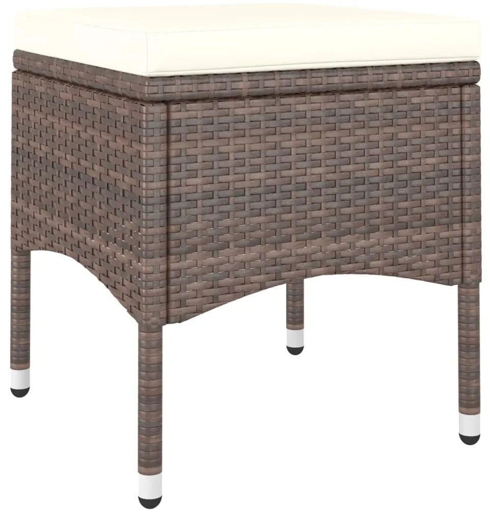 vidaXL Καρέκλα και Σκαμπό Κήπου Σετ 4 Τεμαχίων Καφέ Συνθετικό Ρατάν