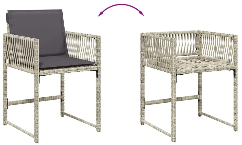 vidaXL Σετ Τραπεζαρίας Κήπου 11 τεμ. Αν. Γκρι Συνθ. Ρατάν με Μαξιλάρια