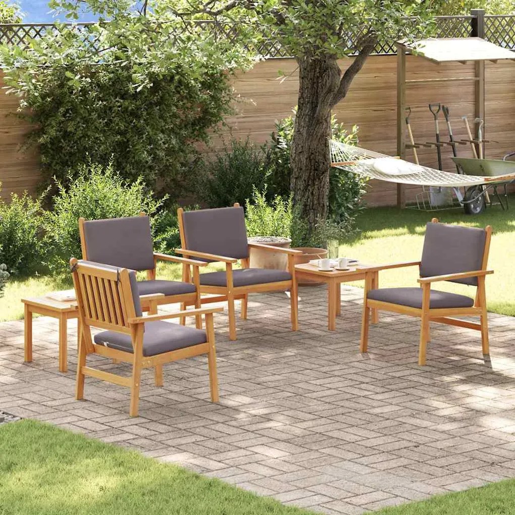 vidaXL Σετ Καναπέ Κήπου 6 pcs Καφέ 45 x 45 x 38 εκ. Μασίφ ξύλο ακακίας