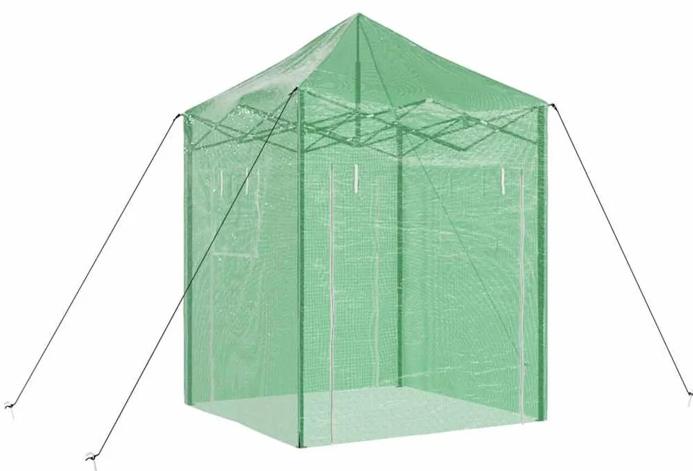 vidaXL Θερμοκήπιο με στέγη Πράσινο 200 x 200 x 300 εκ Ατσάλι