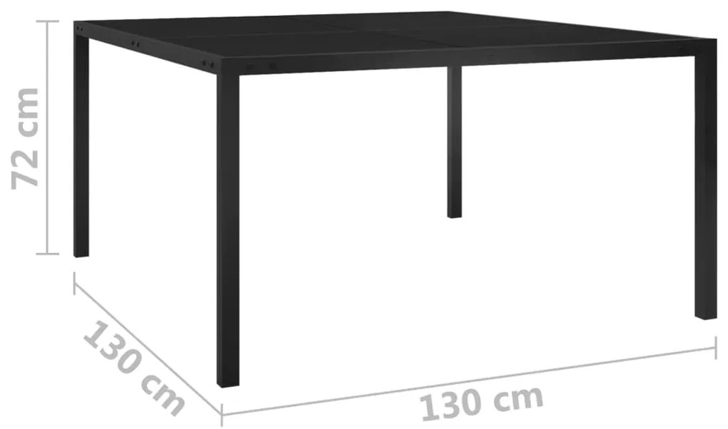 313099  GARDEN TABLE 130X130X72 CM BLACK STEEL AND GLASS 313099