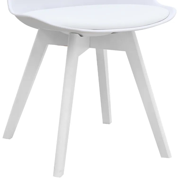 Καρέκλα τραπεζαρίας Viva Megapap PP - PU λευκό - ξύλινο λευκό πόδι 48,5x54x80εκ.