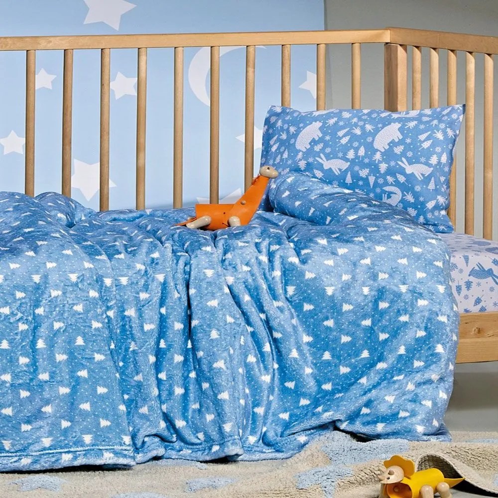 Κουβέρτα Βρεφική Taiga 33 Flannel Fleece Blue Kentia Cradle 100x140cm Πολυέστερ