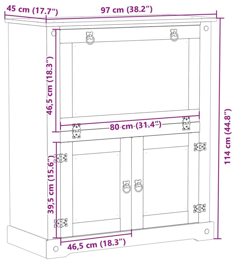 Κάβα Κρασιών Corona 97x45x114 εκ. από Μασίφ Ξύλο Πεύκου - Καφέ