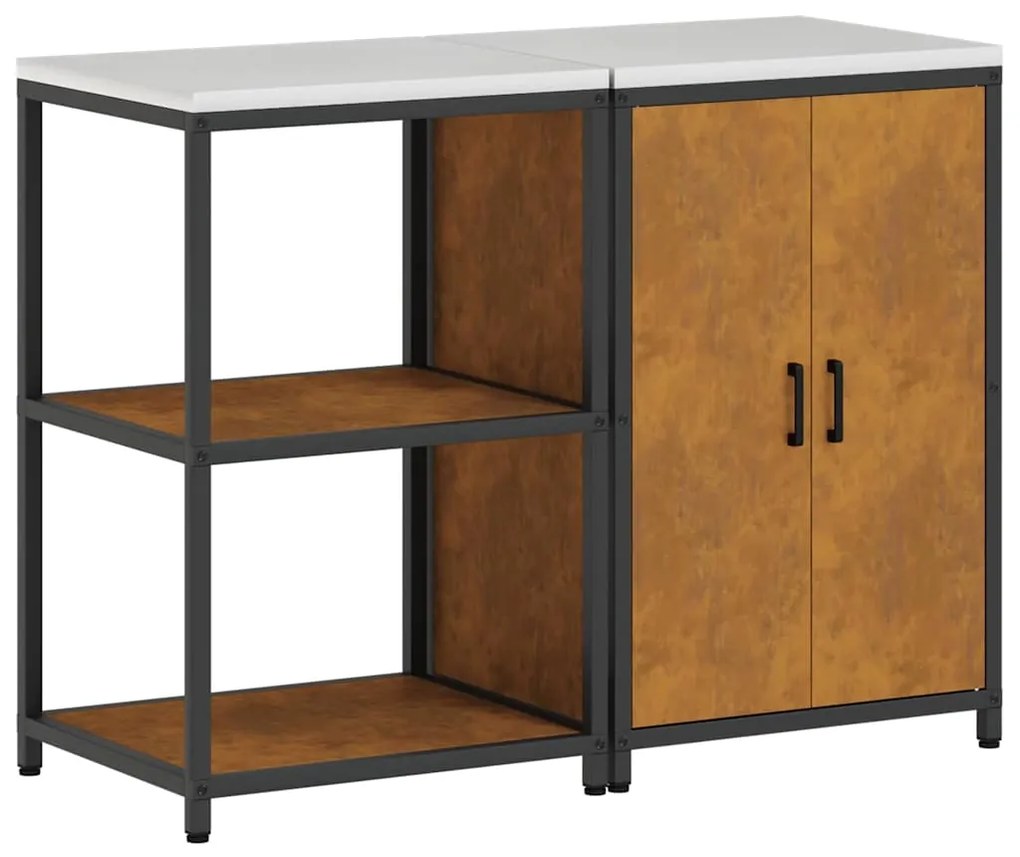 vidaXL Σετ Αποθήκευσης Κουζίνας με ράφι με αποθήκευση 2 pcs Σκ rusty