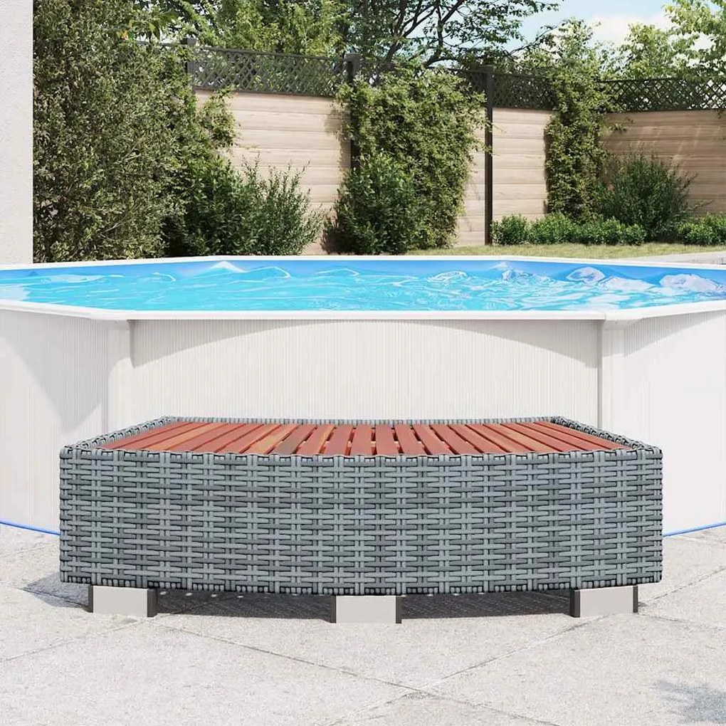 vidaXL Σκαλοπάτι για Σπα Γκρι 92 x 45 x 25 εκ. από Συνθετικό Ρατάν
