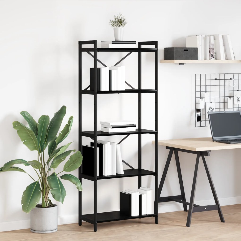 vidaXL Βιβλιοθήκη Μαύρη δρυς 60 x 30 x 153 εκ Επεξεργασμένο ξύλο
