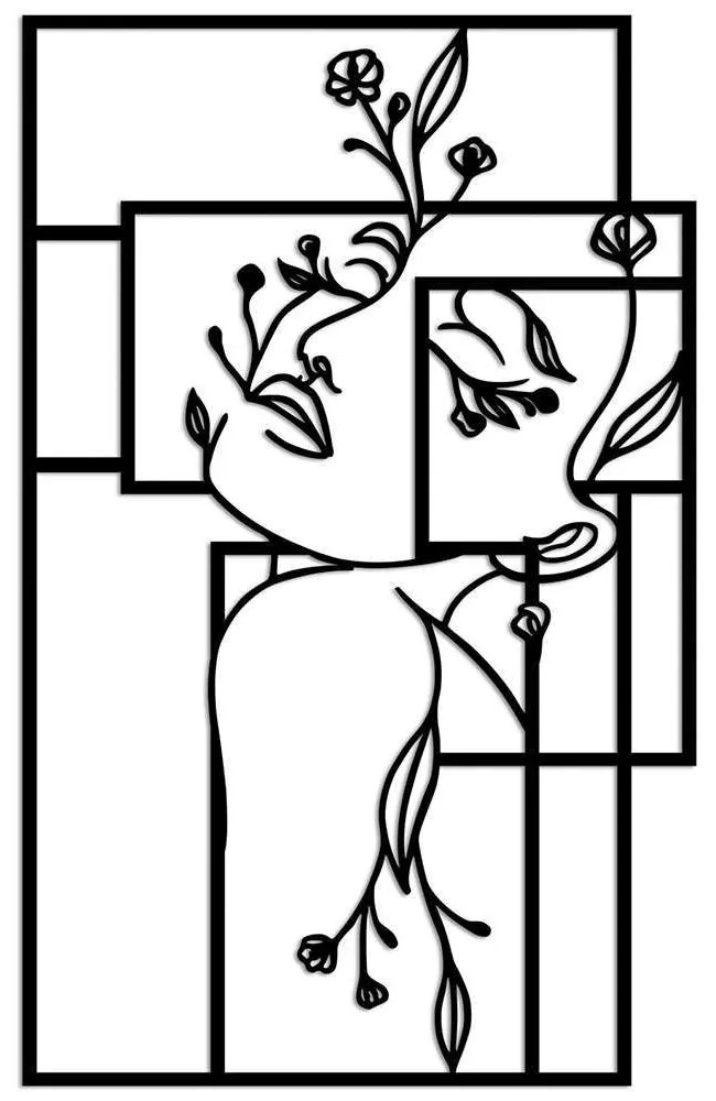 Διακοσμητικό Τοίχου Flower Woman 891TNL3257 70x70cm Black Wallity Μέταλλο