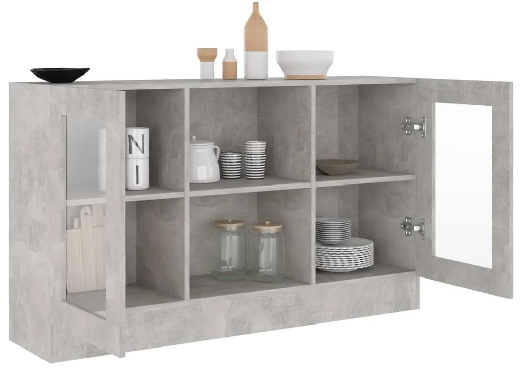 vidaXL Βιτρίνα Γκρι Σκυροδέματος 120 x 30,5 x 70 εκ. από Επεξ. Ξύλο