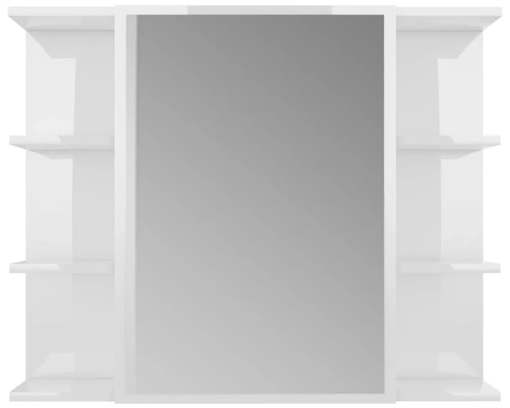 vidaXL Καθρέφτης Μπάνιου Γυαλιστερό Λευκό 80x20,5x64 εκ. Μοριοσανίδα