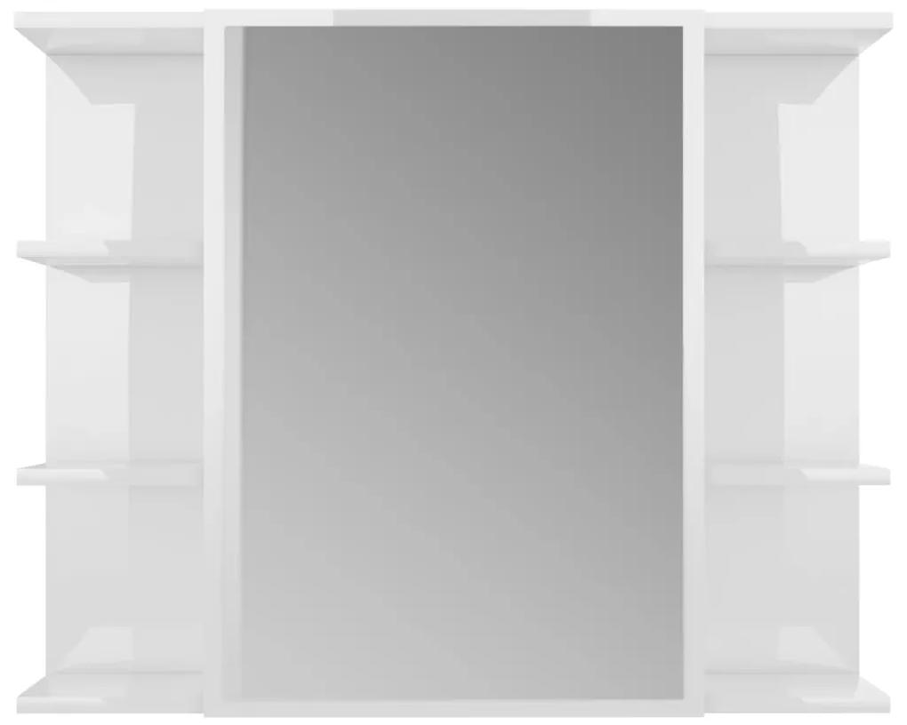 vidaXL Καθρέφτης Μπάνιου Γυαλιστερό Λευκό 80x20,5x64εκ. από Επεξ. Ξύλο