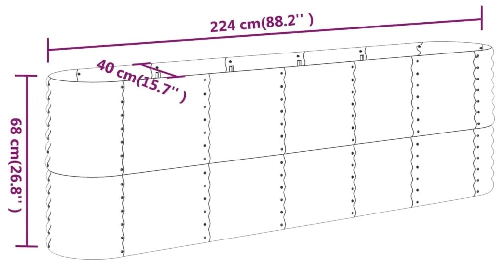 vidaXL Ζαρντινιέρα Πράσινη 224x40x68 εκ Γαλβανισμένος χάλυβας