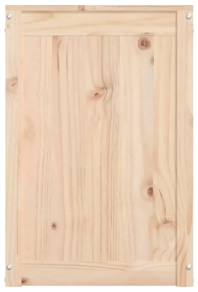 Καλάθι Ρούχων Λευκό 88,5 x 44 x 66 εκ από Μασίφ Ξύλο Πεύκου - Καφέ