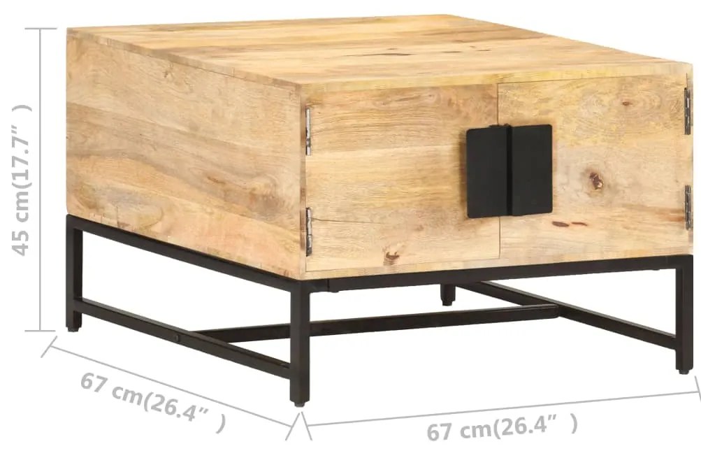 vidaXL Τραπεζάκι Σαλονιού 67 x 67 x 45 εκ. από Μασίφ Ξύλο Μάνγκο
