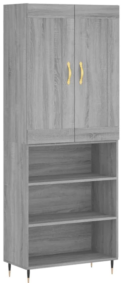 vidaXL Ντουλάπι Γκρι Sonoma 69,5 x 34 x 180 εκ. Επεξεργασμένο Ξύλο
