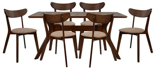 Σετ τραπεζαρίας C10068 7τμχ με Τραπέζι 160x90x75.5εκ. & Καρέκλες ROSELYN Καρυδί