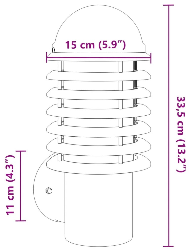 Φωτιστικό Τοίχου Εξωτερικού Χώρου Μαύρο από Ανοξείδωτο Ατσάλι - Μαύρο