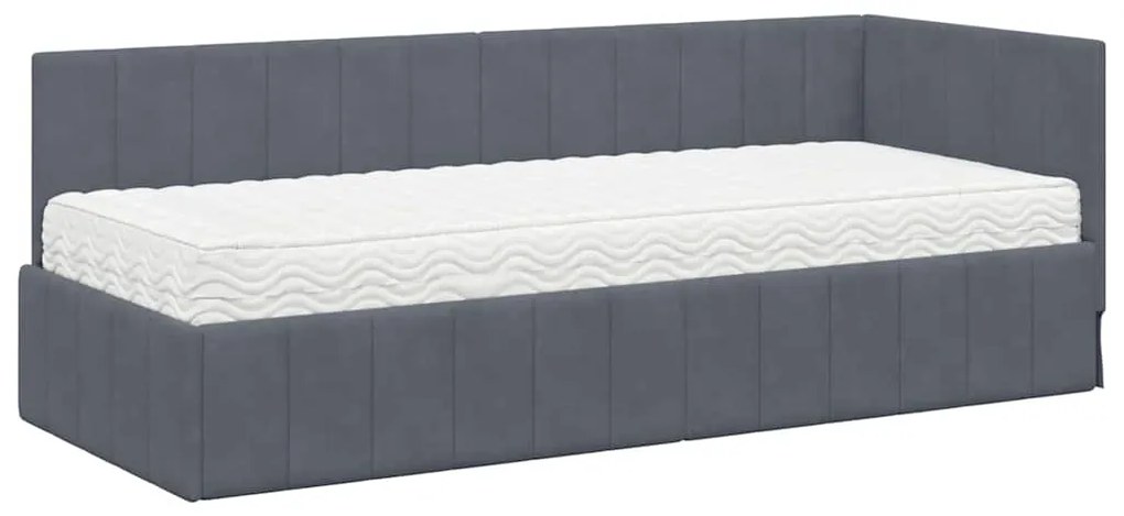 vidaXL Κρεβάτι Γωνίας με στρώμα Σκούρο γκρι 80 x 200 cm Βελούδο