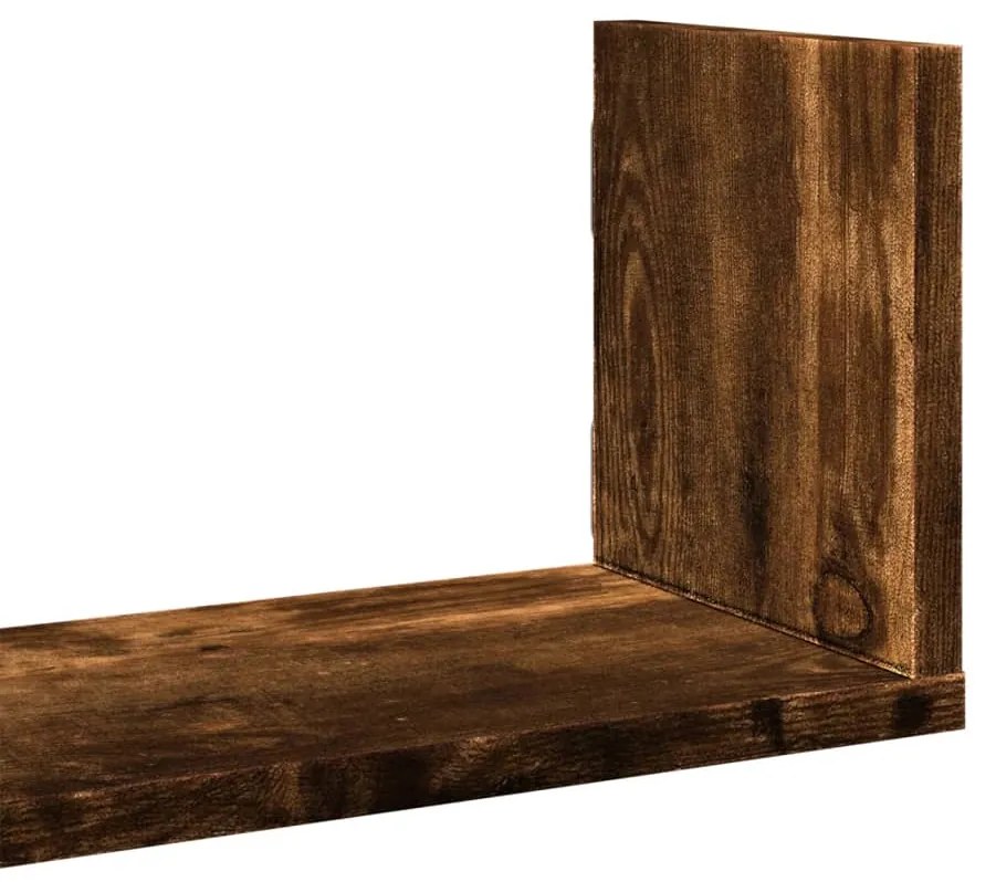 vidaXL Ράφια Τοίχου 3 τεμ. Καπνιστή Δρυς 80x18x18 εκ. Επεξεργ. Ξύλο