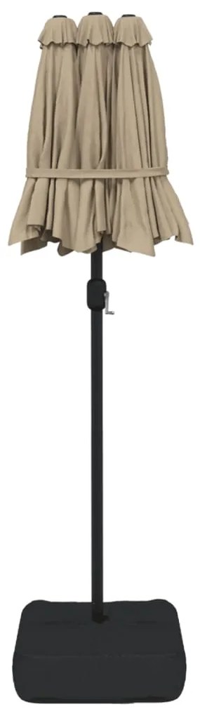 Ομπρέλα Κήπου με Διπλή Κορυφή και LED Taupe 316 x 240 εκ. 362972
