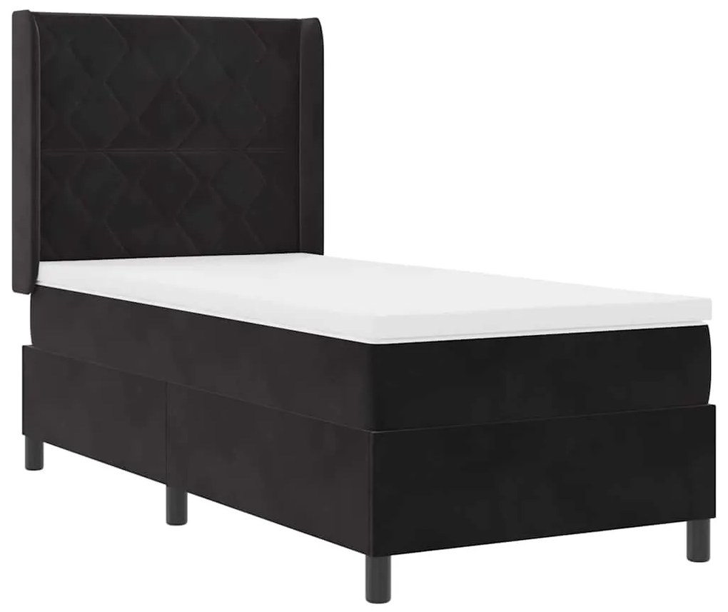 vidaXL Κρεβάτι με ελατήρια με κεφαλάρι Μαύρο 100 x 200 cm Βελούδο