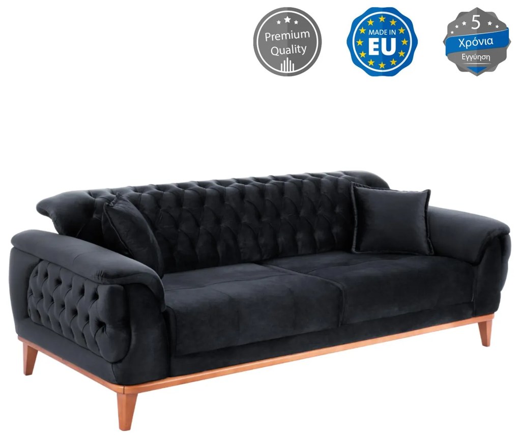 Καναπές - Κρεβάτι Bennington 3θέσιος Μαύρο 240x95x80 εκ. 240x95x80 εκ.