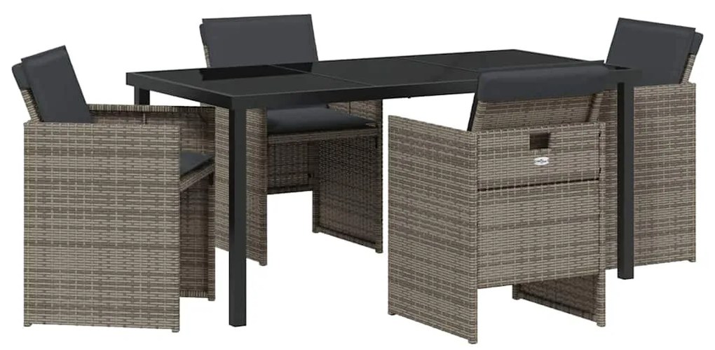 vidaXL Σέτ φαγητού για κήπο 5 pcs Γκρι συνθετικό ρατάν